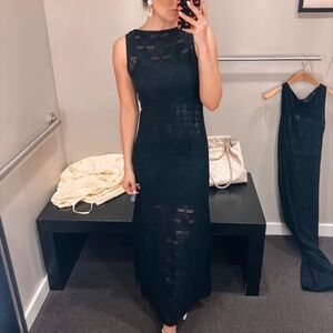 Banana Republic Lexia Lace Maxi Mock Neck Elegant Black Sleeveless Dress NEW